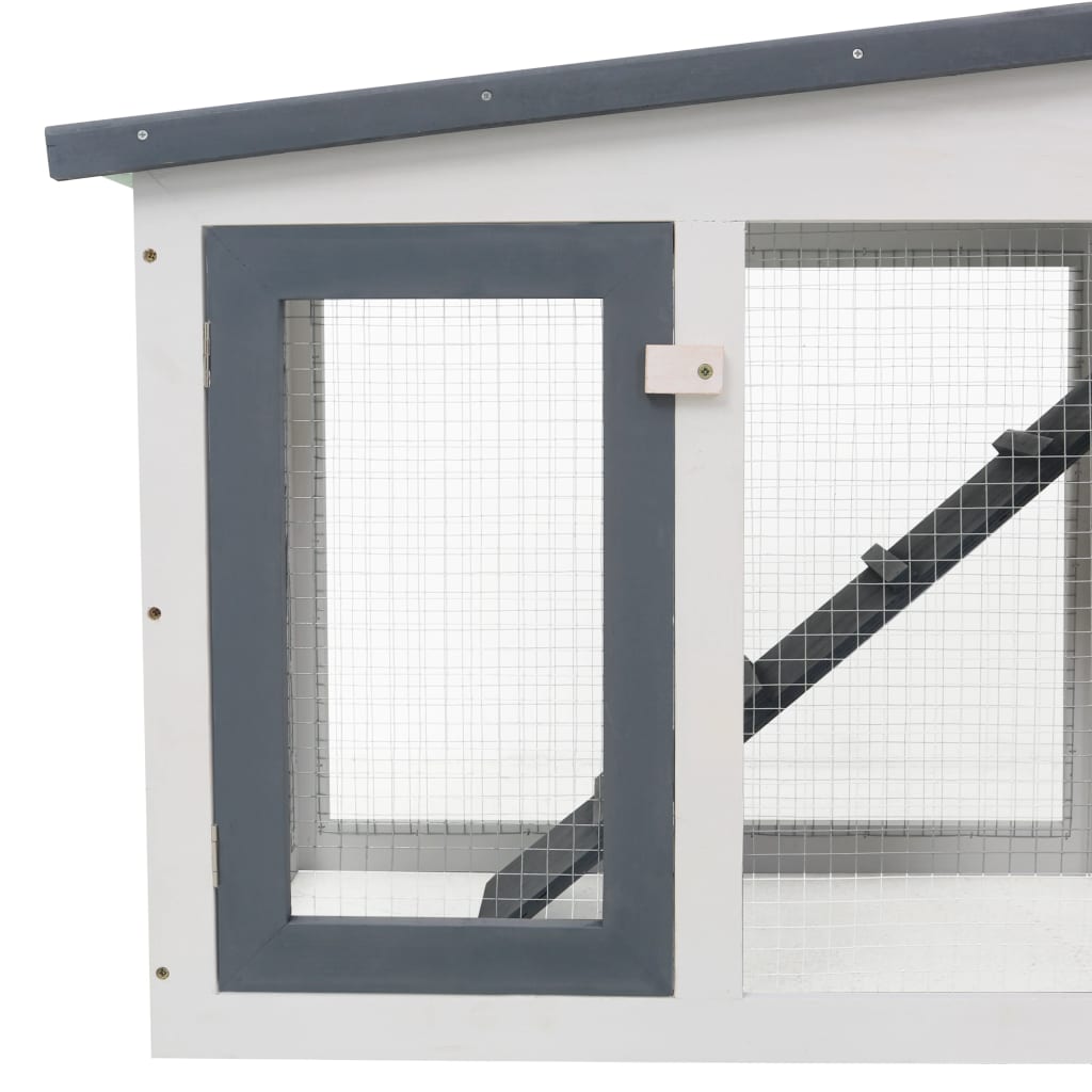 NNEVL Outdoor Large Rabbit Hutch Grey and White 204x45x85 cm Wood