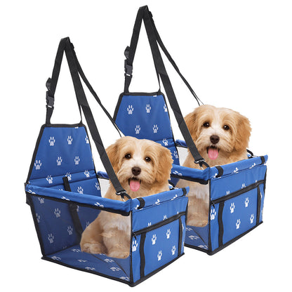NNEAGS 2X Waterproof Pet Booster Car Seat Breathable Mesh Safety Travel Portable Dog Carrier Bag Blue