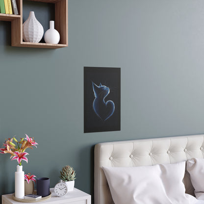 Elegant Blue Cat Heart Silk Poster – Indoor & Outdoor Decor