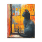 Black Cat in Autumn Window – Oil Painting Style On Canvas Print