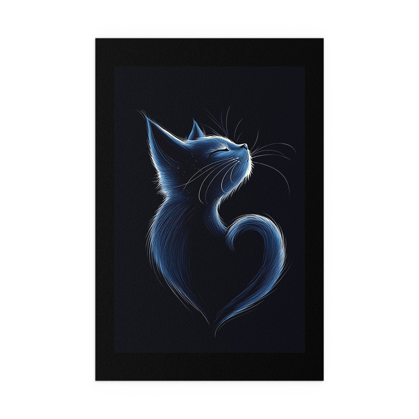 Elegant Blue Cat Heart Silk Poster – Indoor & Outdoor Decor