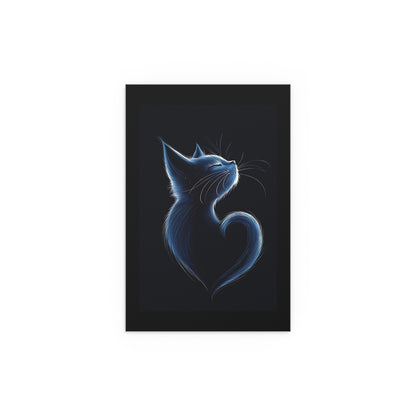 Elegant Blue Cat Heart Silk Poster – Indoor & Outdoor Decor