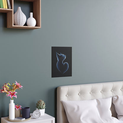 Elegant Blue Cat Heart Silk Poster – Indoor & Outdoor Decor