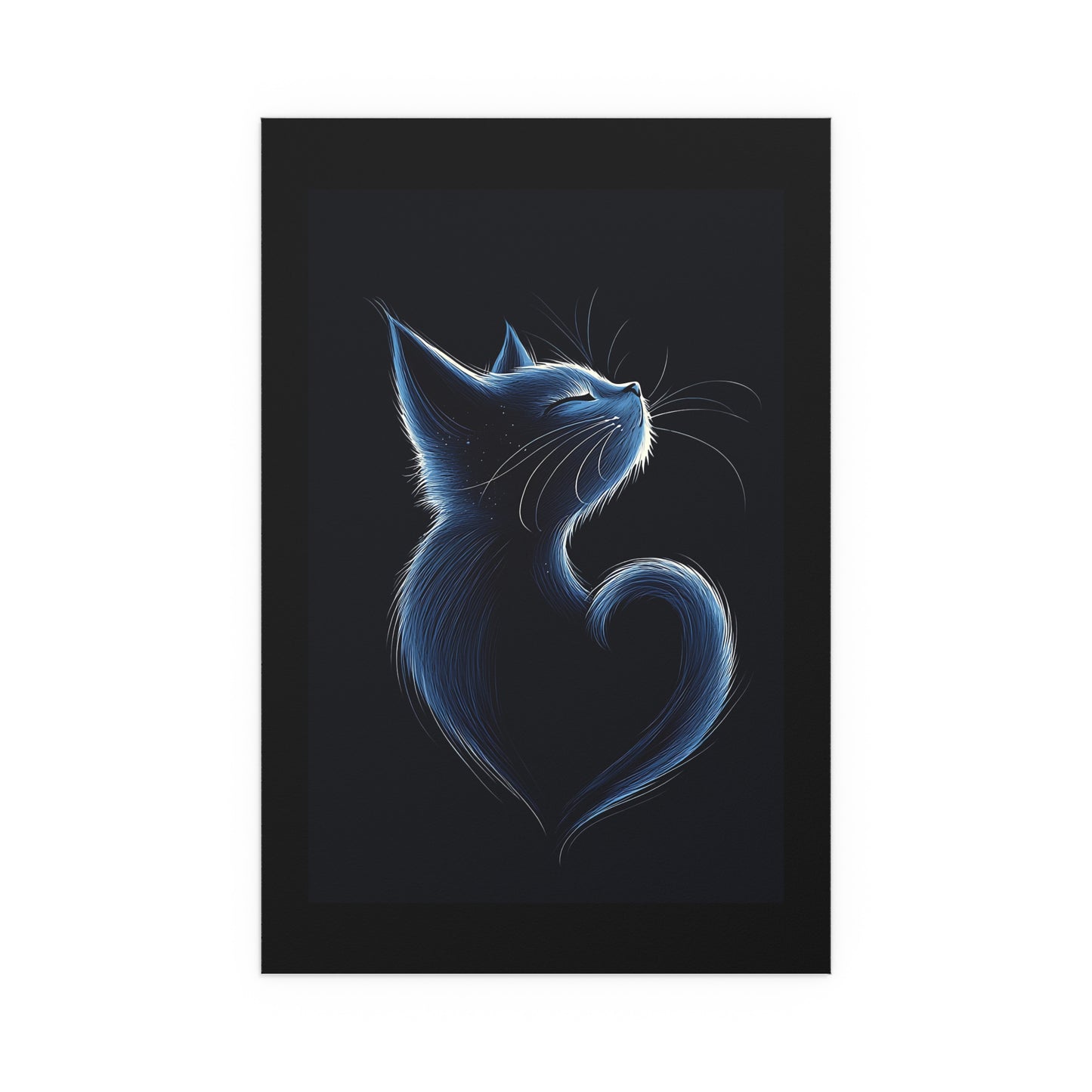 Elegant Blue Cat Heart Silk Poster – Indoor & Outdoor Decor