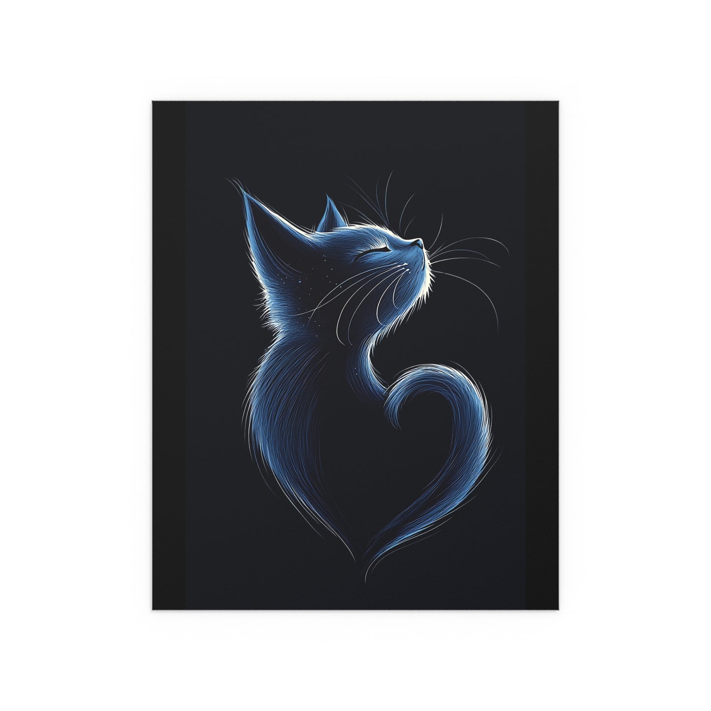 Elegant Blue Cat Heart Silk Poster – Indoor & Outdoor Decor