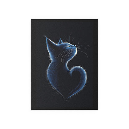 Elegant Blue Cat Heart Silk Poster – Indoor & Outdoor Decor