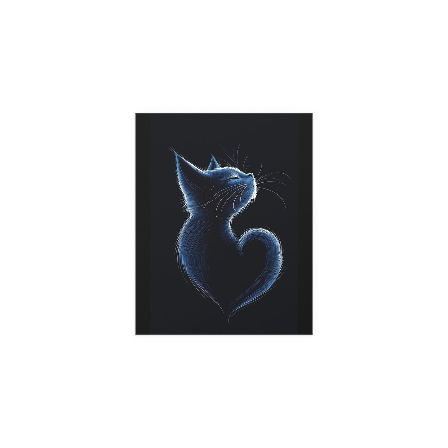 Elegant Blue Cat Heart Silk Poster – Indoor & Outdoor Decor