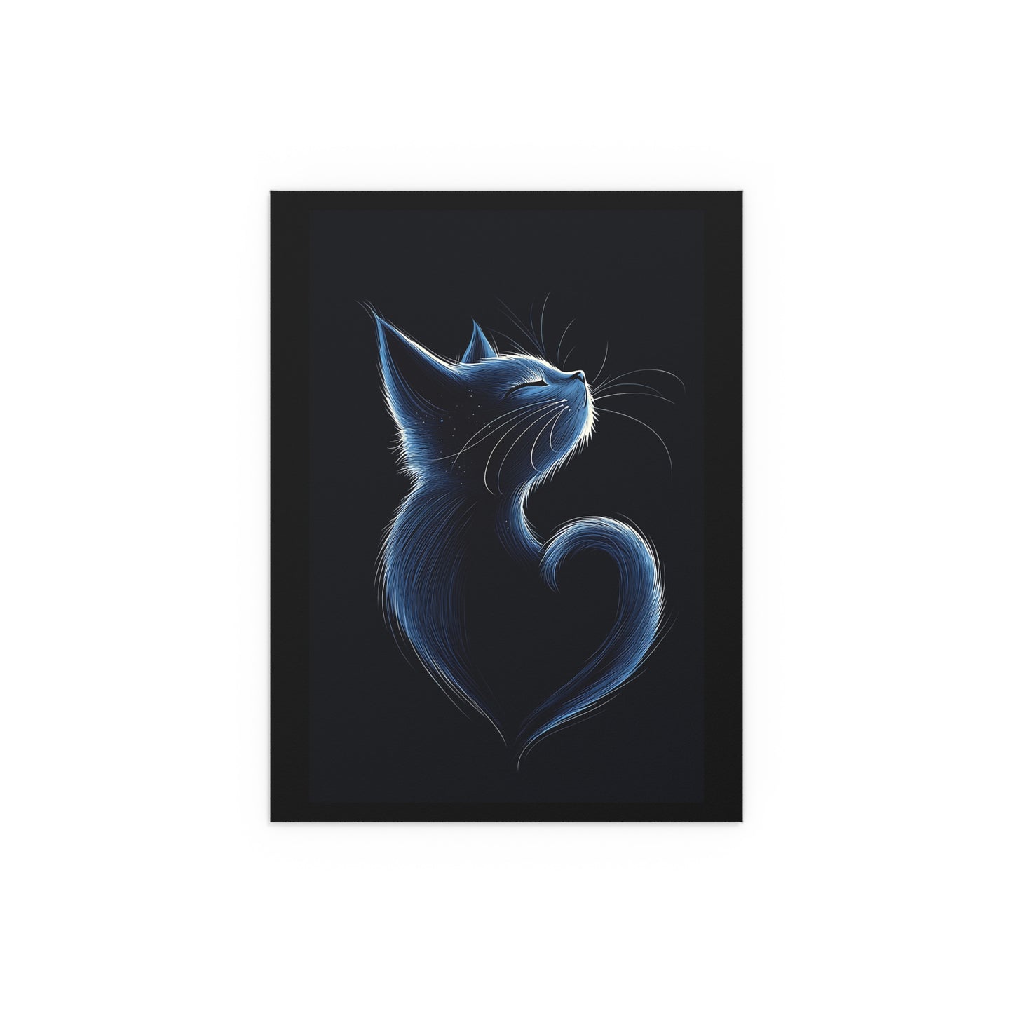 Elegant Blue Cat Heart Silk Poster – Indoor & Outdoor Decor