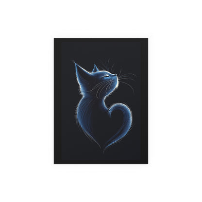 Elegant Blue Cat Heart Silk Poster – Indoor & Outdoor Decor