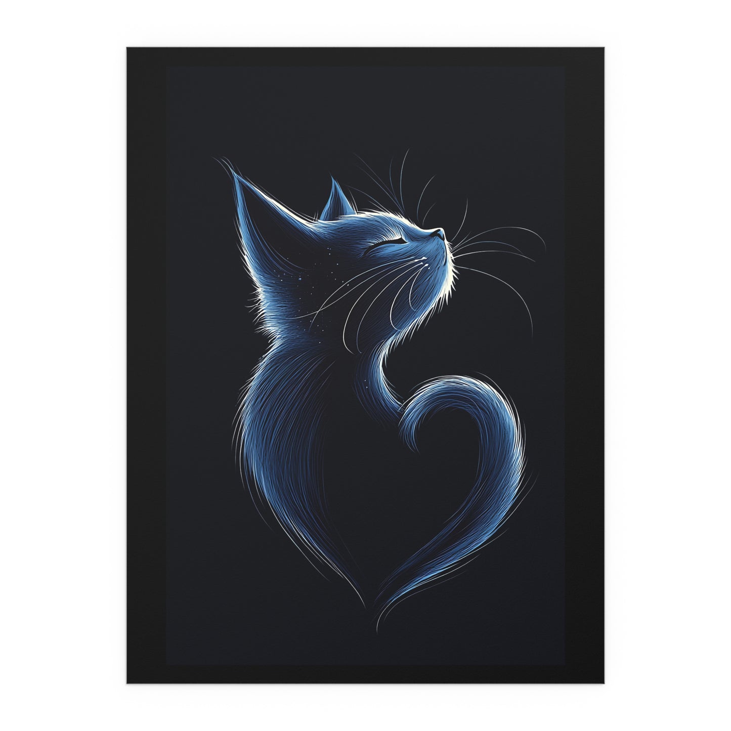 Elegant Blue Cat Heart Silk Poster – Indoor & Outdoor Decor