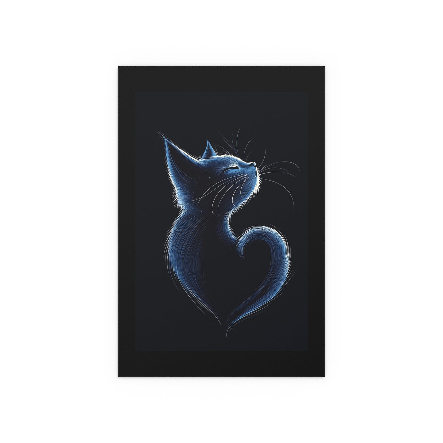 Elegant Blue Cat Heart Silk Poster – Indoor & Outdoor Decor