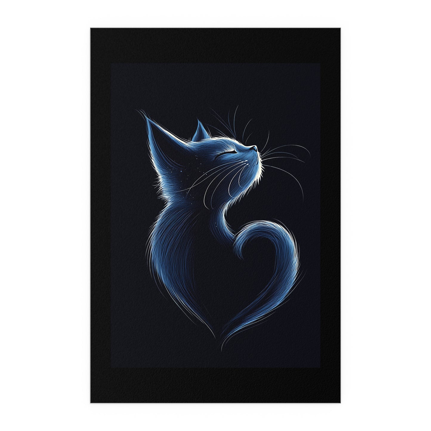 Elegant Blue Cat Heart Silk Poster – Indoor & Outdoor Decor