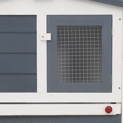 NNEVL Outdoor Large Rabbit Hutch Grey and White 204x45x85 cm Wood