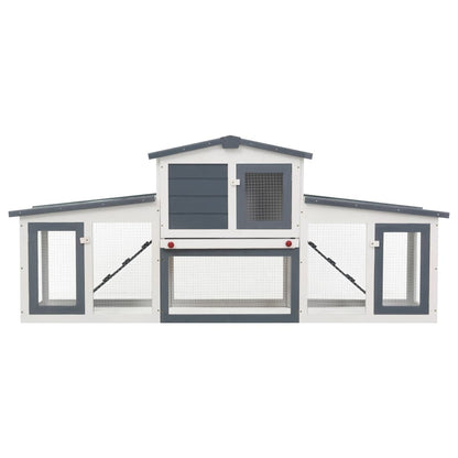 NNEVL Outdoor Large Rabbit Hutch Grey and White 204x45x85 cm Wood