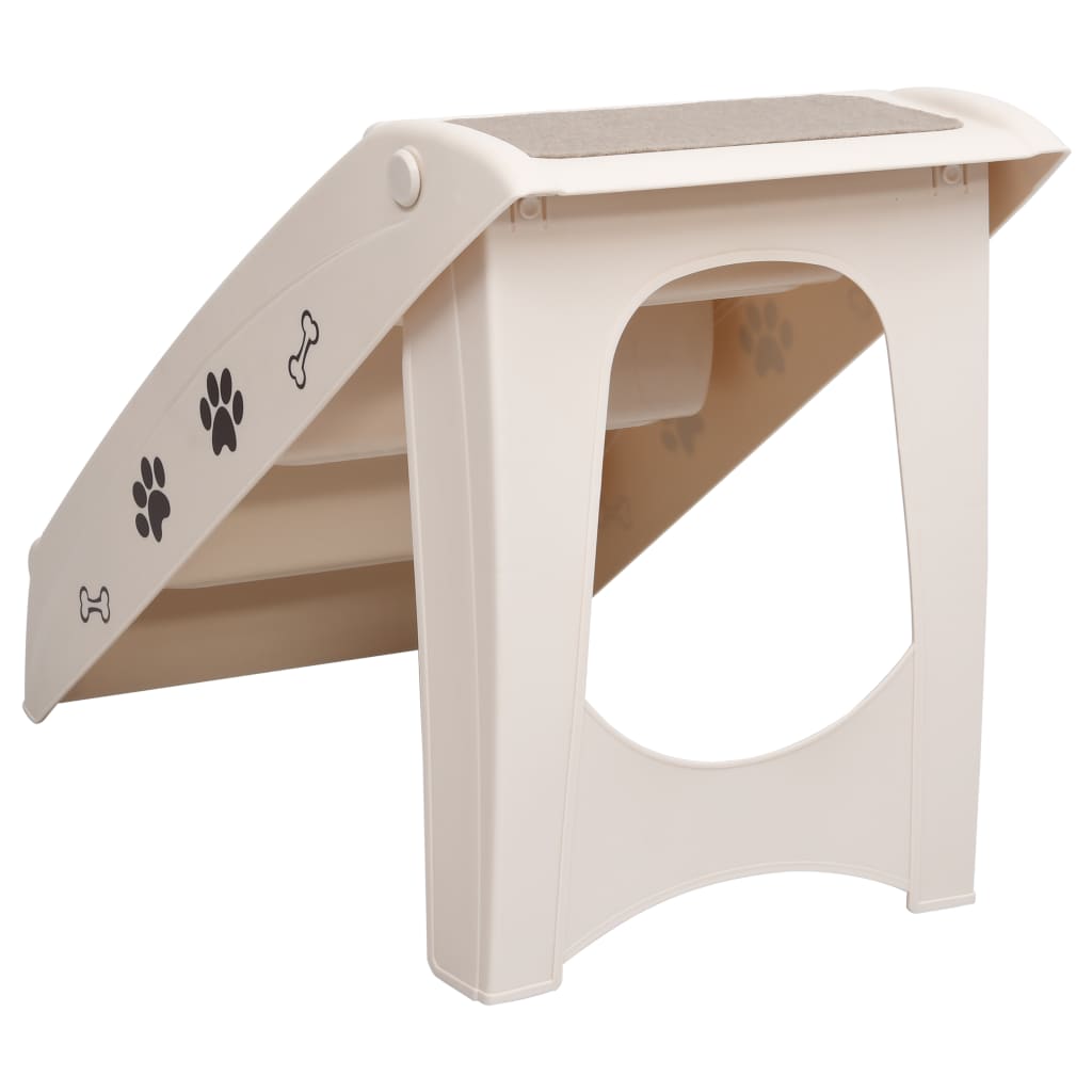 NNEVL Folding Dog Stairs Cream 62x40x49.5 cm