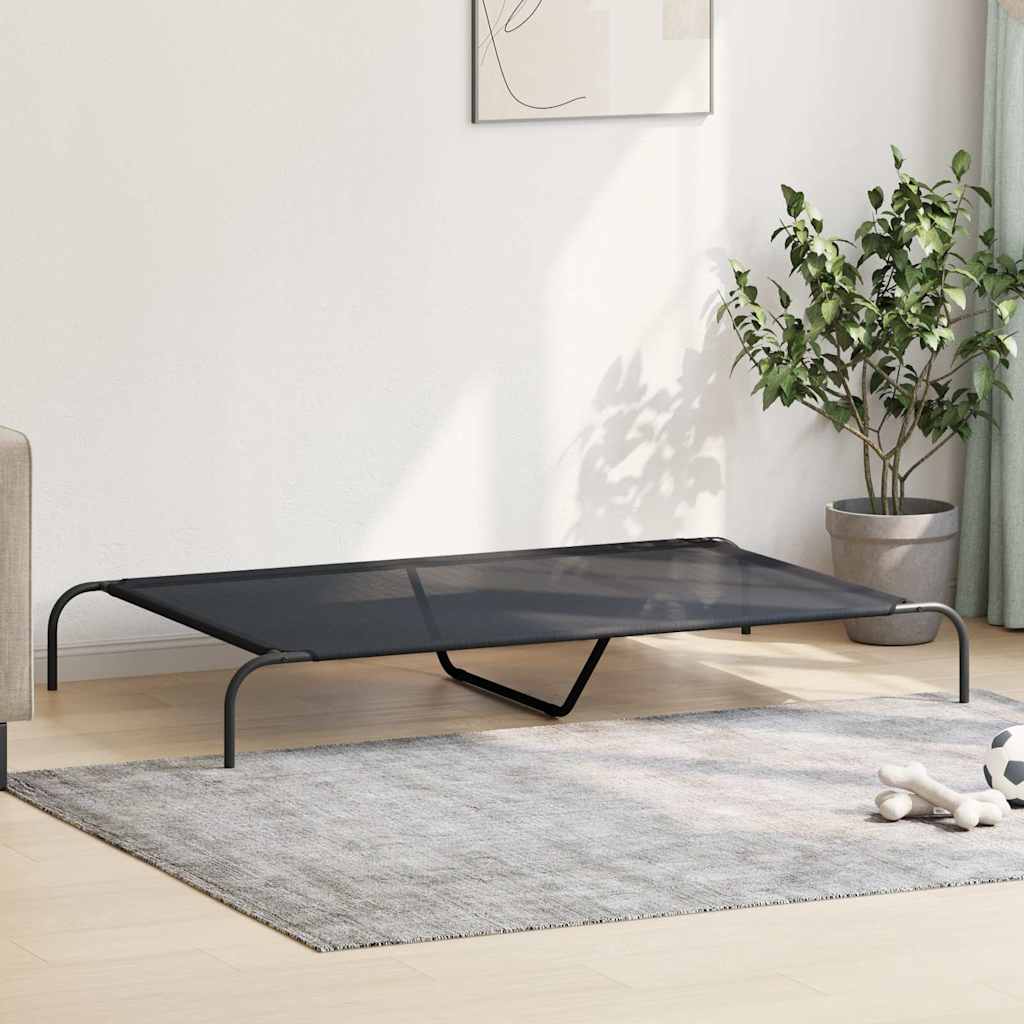 NNEVL Elevated Dog Bed Black 150x90x20 cm Textilene and Steel
