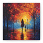 Autumn Walk with Dog – Vibrant Matte Canvas Art